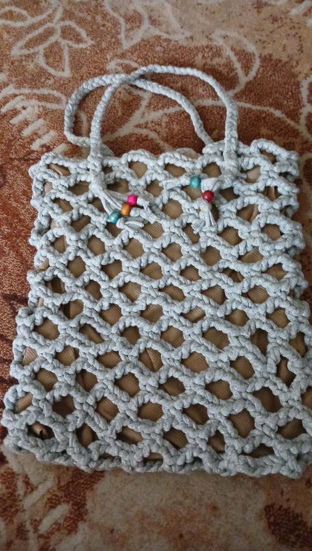 Gri Örgü Dantel Detaylı Bohem Kadın Çanta - Görsel 2