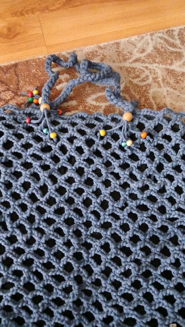 Örgü Kadın Çanta Bohem Gri Mavi - Görsel 2