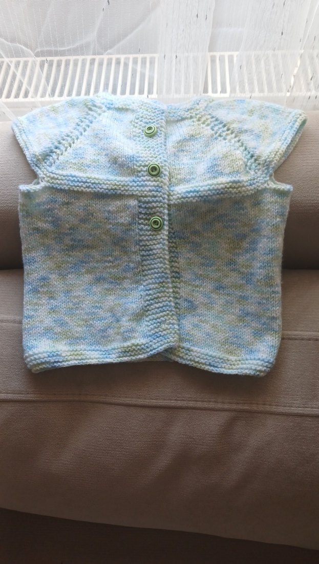 Kız Çocuk Mavi Örgü Kolsuz Yelek - Görsel 2