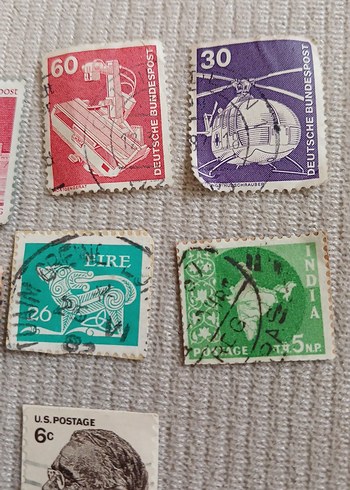  Beden Renk Çok Renkli Vintage Pul Koleksiyonu