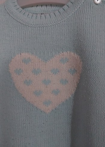 Kız Çocuk Mavi Nakışlı Örgü Kazak - Görsel 2