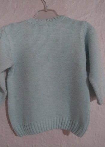 Kız Çocuk Mavi Nakışlı Örgü Kazak - Görsel 4