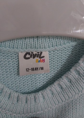 Kız Çocuk Mavi Nakışlı Örgü Kazak - Görsel 3