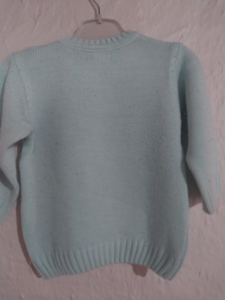 Kız Çocuk Mavi Nakışlı Örgü Kazak - Görsel 4