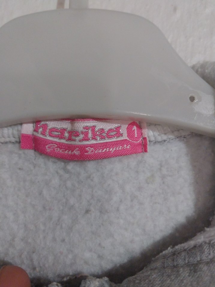 Kız Çocuk Gri Kapüşonlu Nakışlı Fermuarlı Sweatshirt - Görsel 2