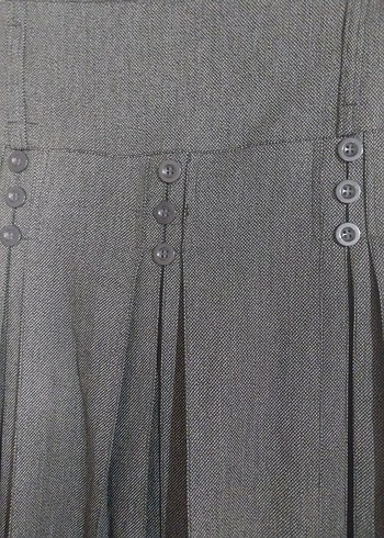 Gri Piliseli Midi Etek - Görsel 2