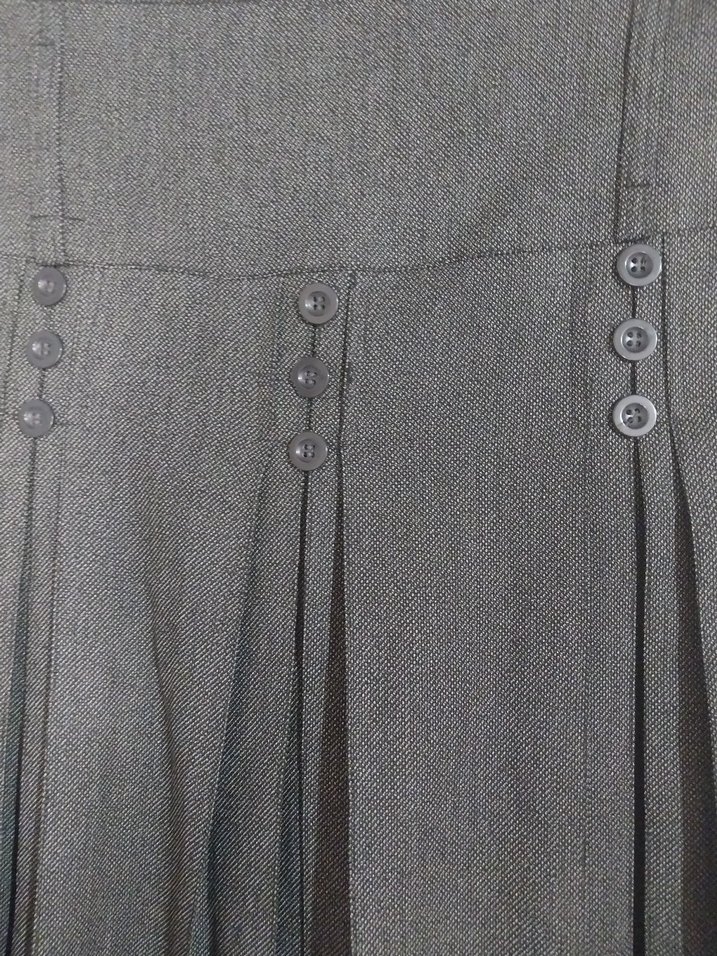 Gri Piliseli Midi Etek - Görsel 2