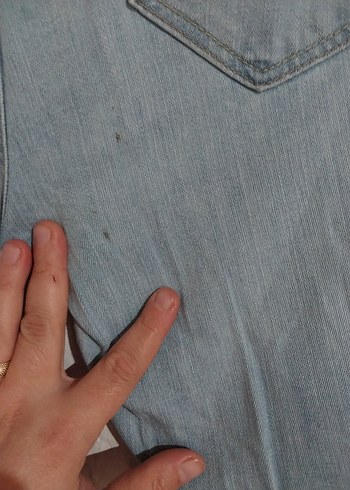 Mavi Düğmeli Kadın Denim Pantolon - Görsel 3