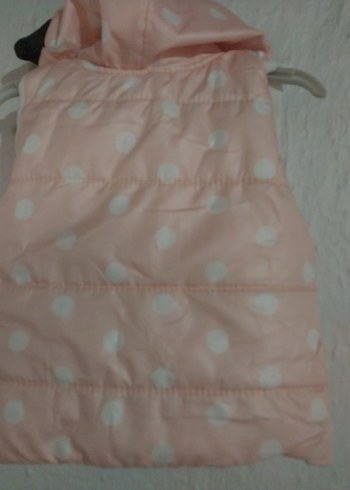 Kız Çocuk Pembe Kapüşonlu Fermuarlı Yelek - Görsel 4