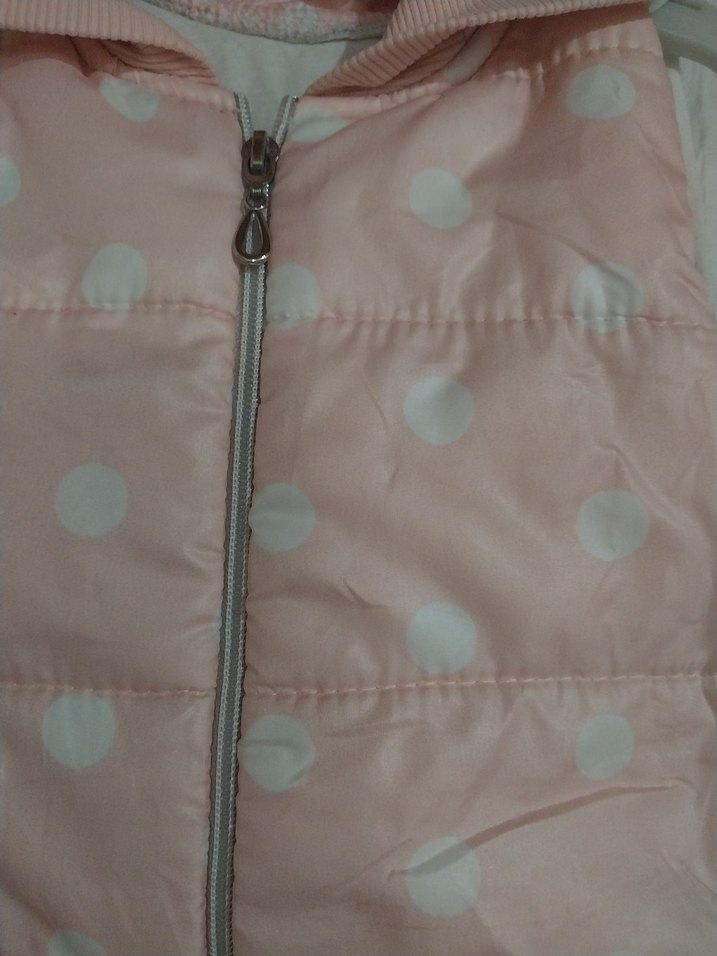 Kız Çocuk Pembe Kapüşonlu Fermuarlı Yelek - Görsel 2