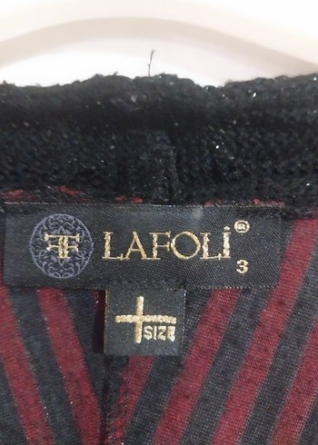 Bordo Çizgili Uzun Kollu V Yaka Bluz - Görsel 2