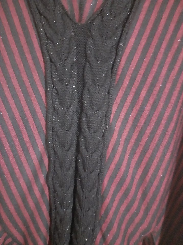 Bordo Çizgili Uzun Kollu V Yaka Bluz - Görsel 3