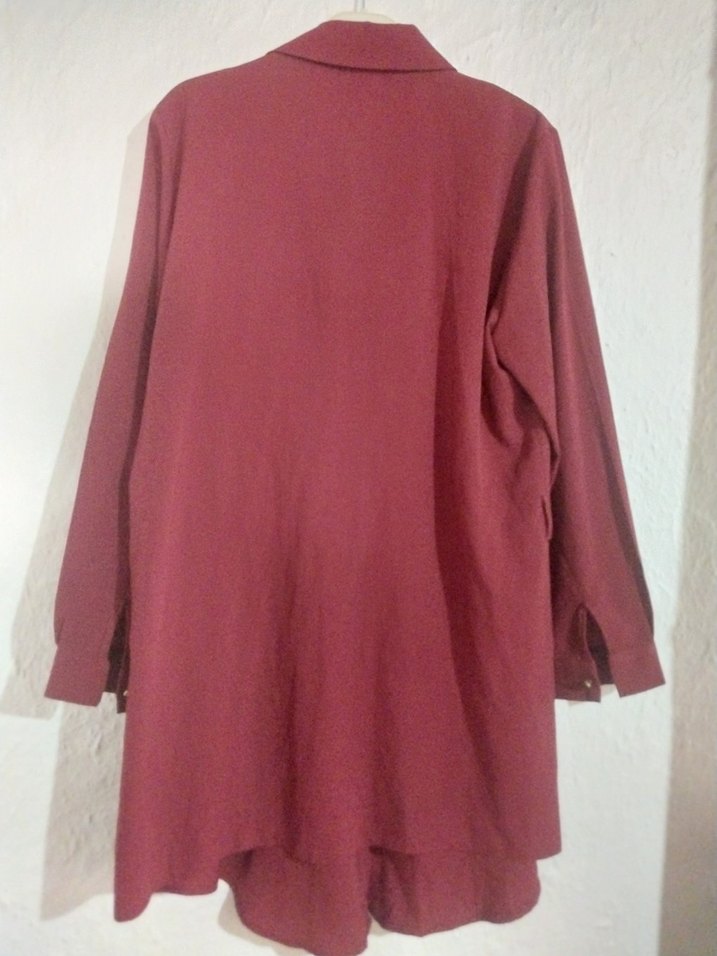 Düğmeli Bordo Uzun Kollu Tunik - Görsel 4