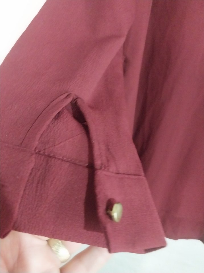 Düğmeli Bordo Uzun Kollu Tunik - Görsel 5