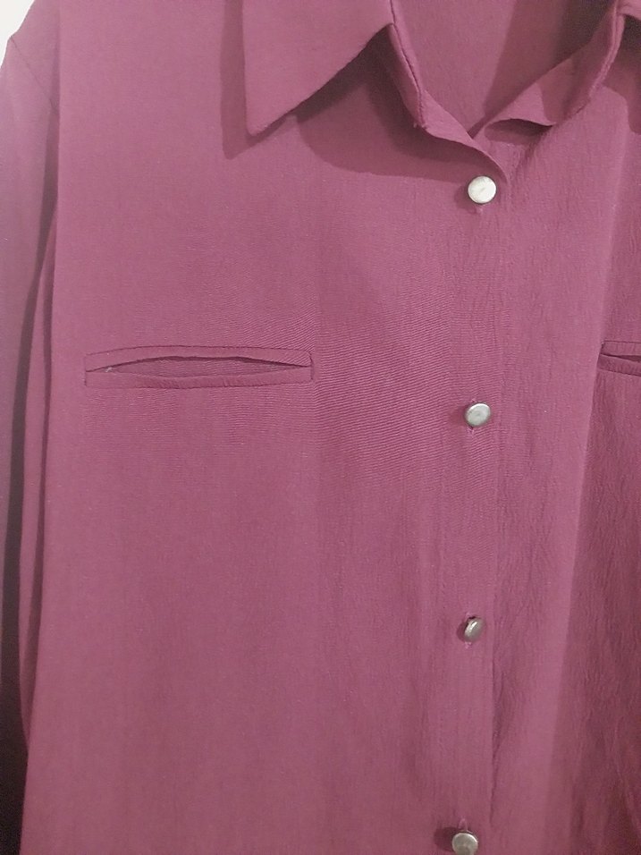 Düğmeli Bordo Uzun Kollu Tunik - Görsel 2