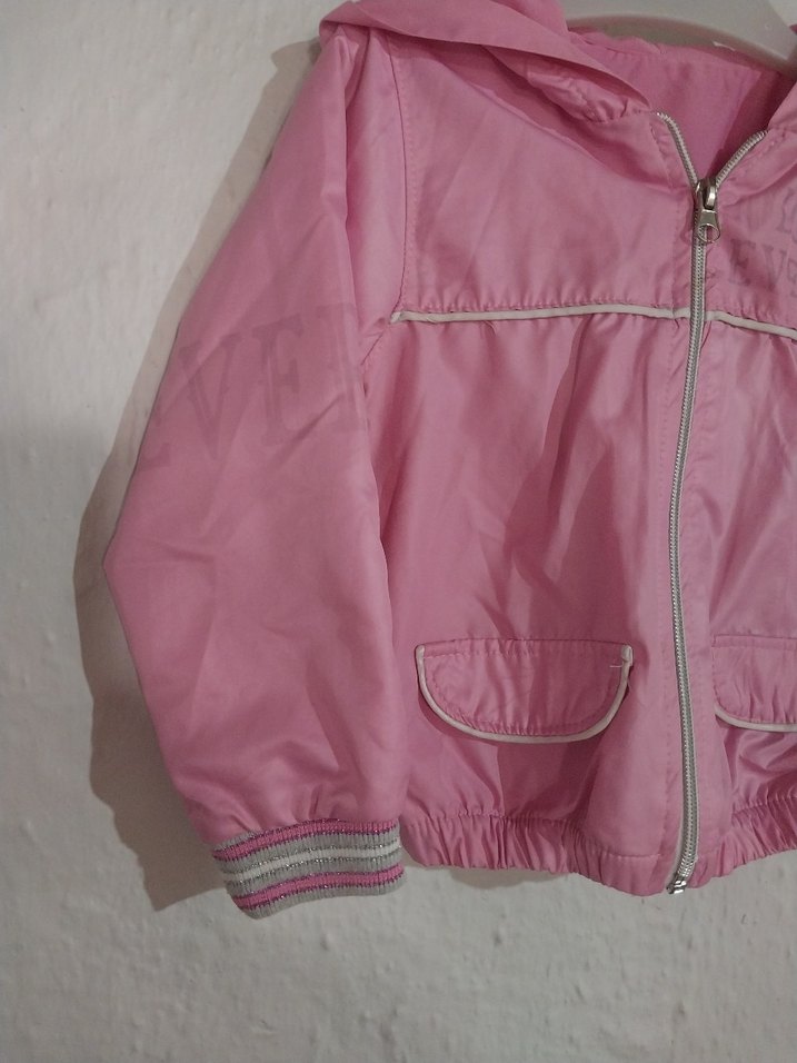 Kız Çocuk Pembe Kapüşonlu Yağmurluk - Görsel 3