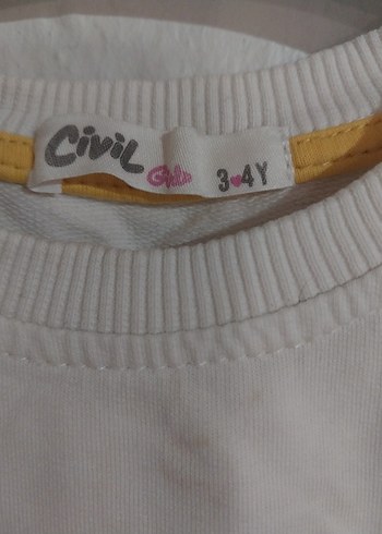 Kız Çocuk Beyaz Kalp Desenli Sweatshirt - Görsel 4