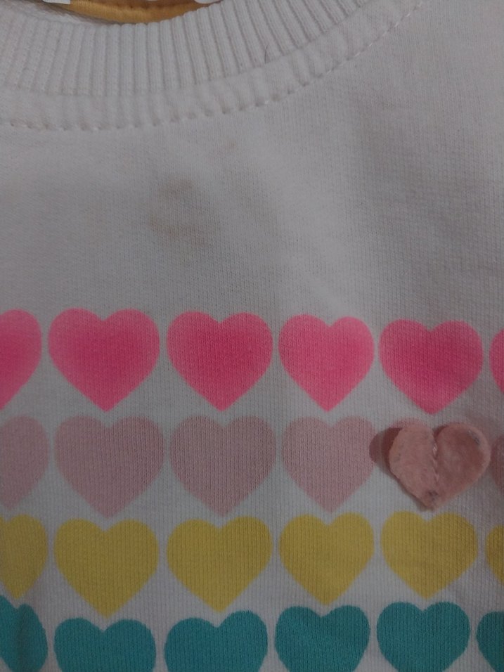 Kız Çocuk Beyaz Kalp Desenli Sweatshirt - Görsel 2