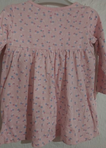 Pembe Pamuklu Kız Çocuk Uzun Kollu Elbise - Görsel 3