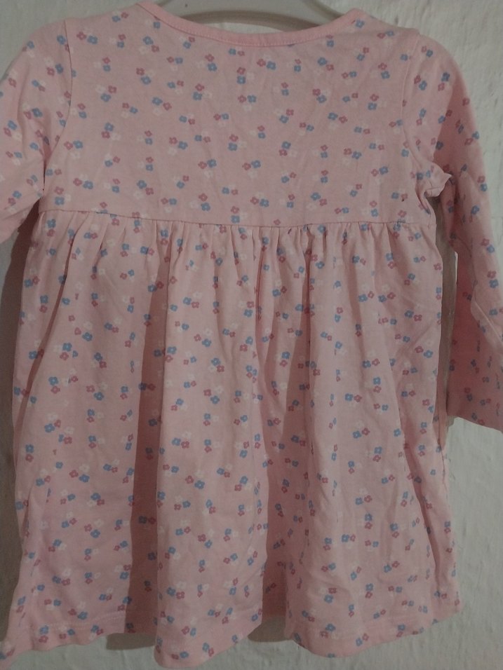 Pembe Pamuklu Kız Çocuk Uzun Kollu Elbise - Görsel 3