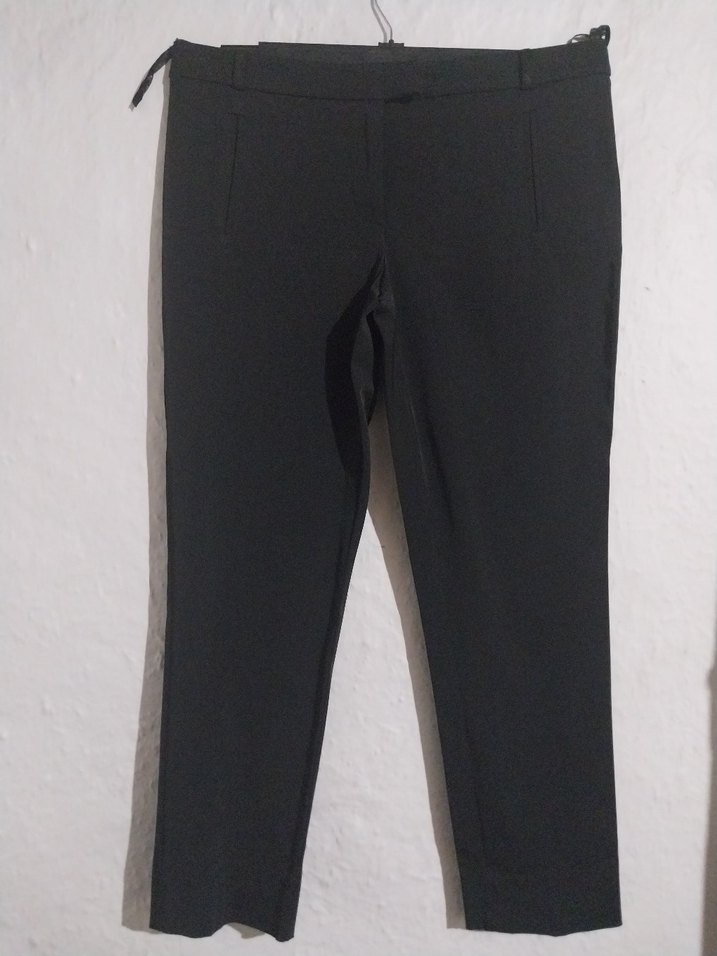 siyah Kadın Kumaş Pantolon Midi Boy - Görsel 2