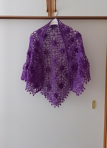 Simli mor , papatya motif şal
