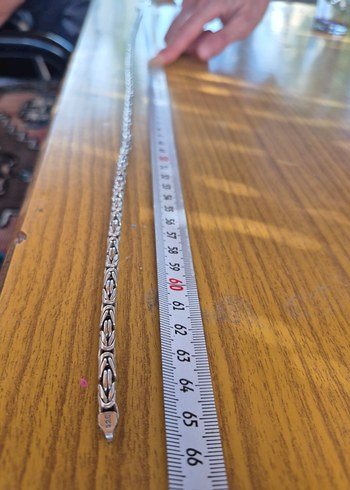 Gri Vintage Bohem Zincir Kolye 925 Ayar