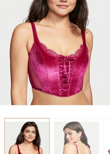 38 Beden Victoria secret Pembe Dantel Detaylı Straplez Büstiyer