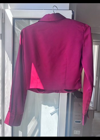 Stradivarius Bordo saten Kadın Gömlek - Görsel 4