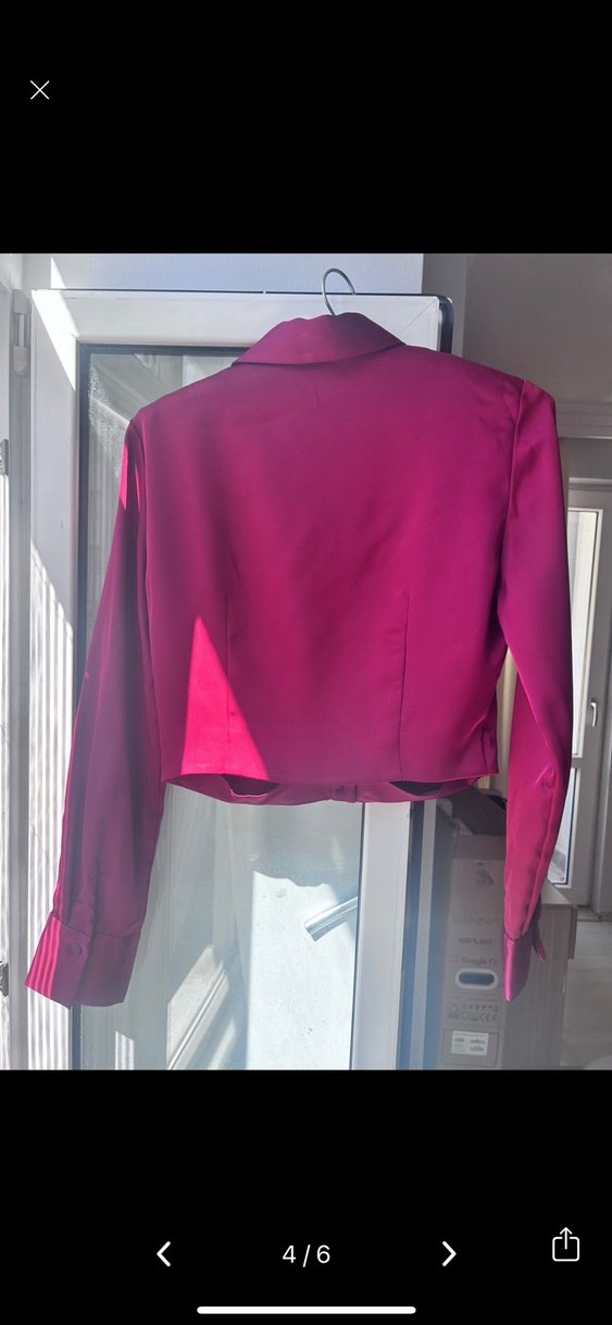 Stradivarius Bordo saten Kadın Gömlek - Görsel 4