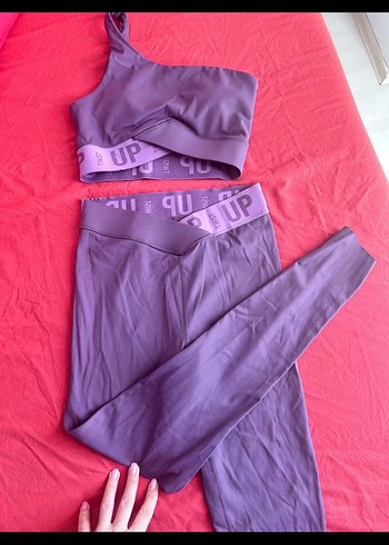 Mor Straplez Atlet ve Yüksek Bel Tayt Takımı - Görsel 4