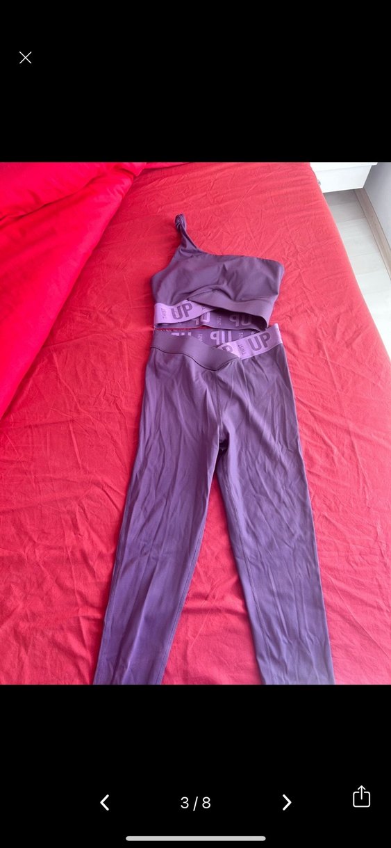 Mor Straplez Atlet ve Yüksek Bel Tayt Takımı - Görsel 3