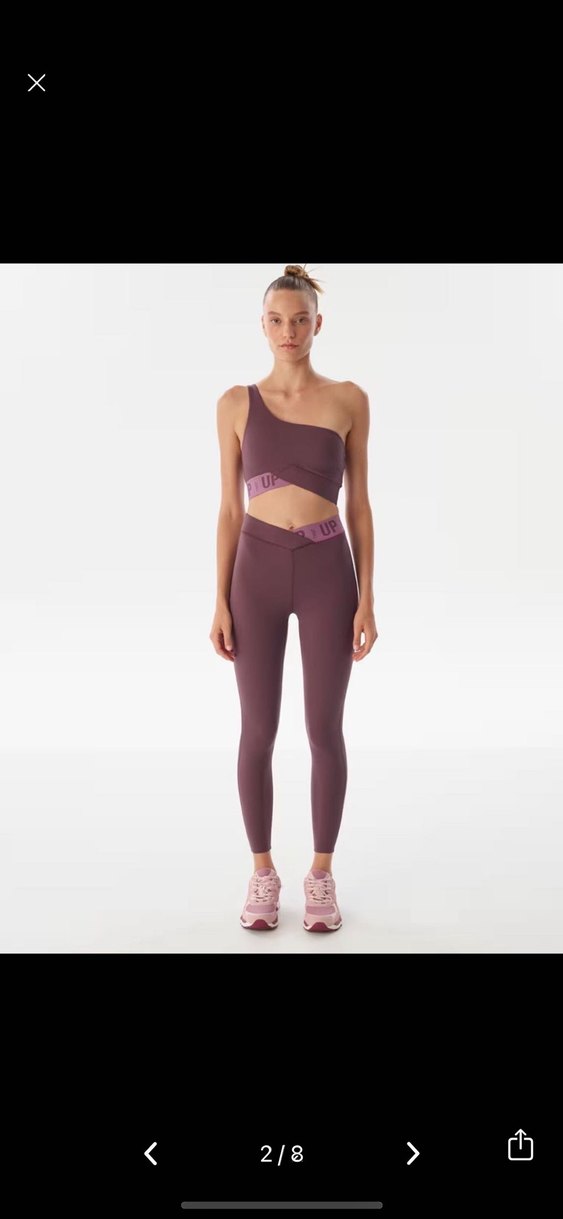 Mor Straplez Atlet ve Yüksek Bel Tayt Takımı - Görsel 2