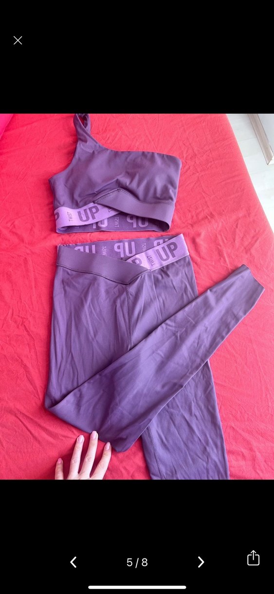 Mor Straplez Atlet ve Yüksek Bel Tayt Takımı - Görsel 4