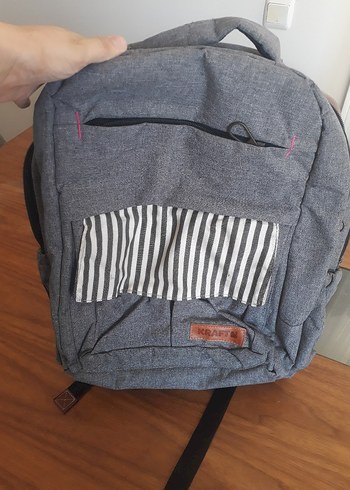 Kraft Gri Zebra Desenli Bebek Çantası