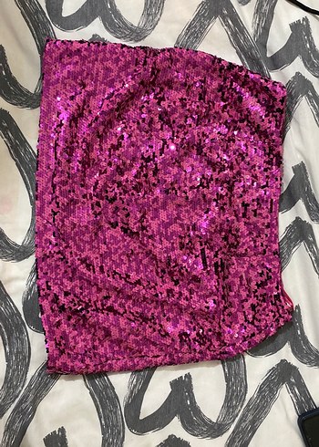 Pembe Payetli Kadın Fular - Görsel 2