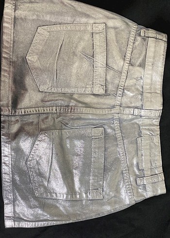 Fermuarlı Bej Deri Midi Etek - Görsel 3