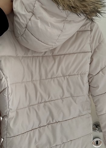 Gri Kürklü Midi Kadın Kışlık Mont - Görsel 3