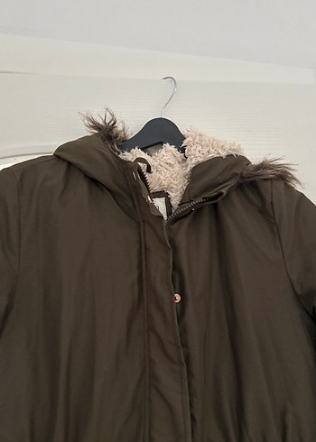 LC Waikiki Gri Kürk Detaylı Uzun Kadın Ceket - Görsel 4