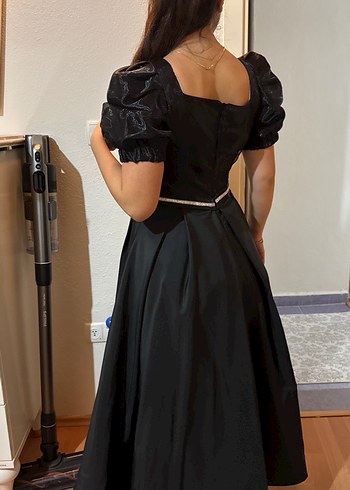 Kemer Detaylı Siyah Midi de Abiyre - Görsel 2