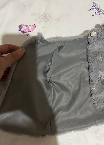 Gri Kız Bolero Kürklü İşlemeli - Görsel 2