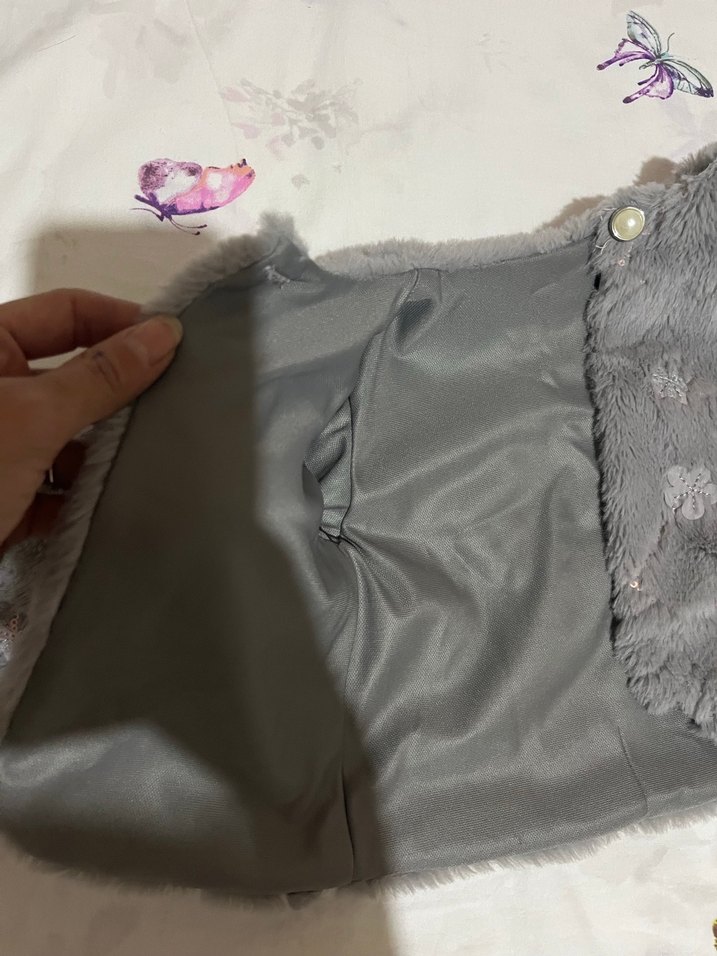 Gri Kız Bolero Kürklü İşlemeli - Görsel 2