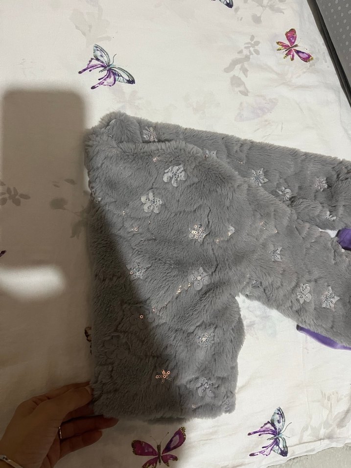 Gri Kız Bolero Kürklü İşlemeli - Görsel 4