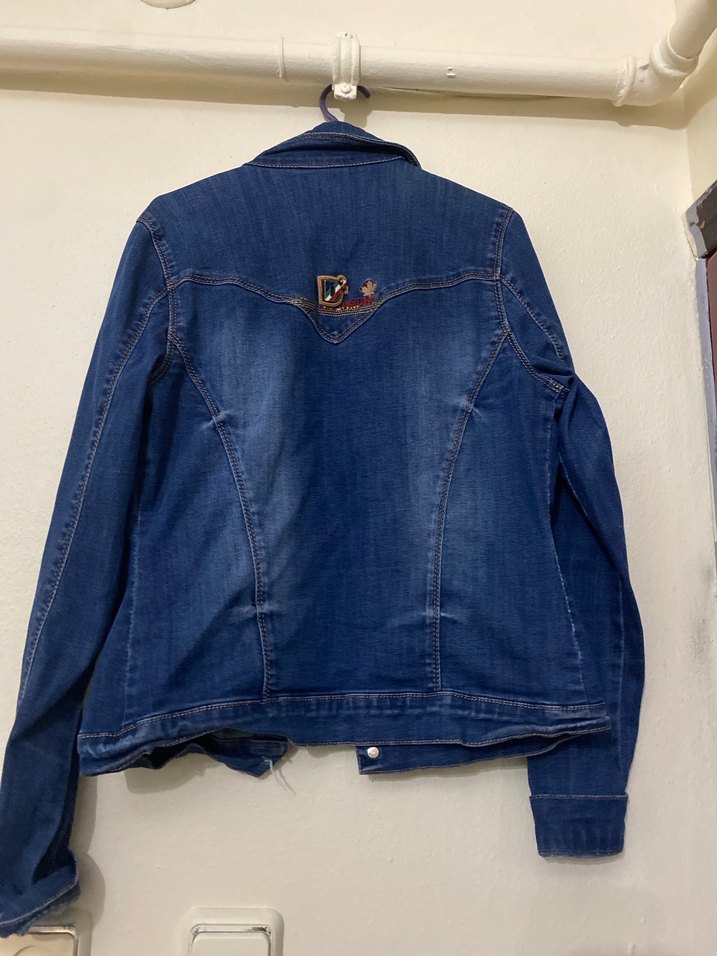 Düğmeli Mavi Kadın Denim Ceket - Görsel 3