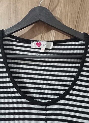 xl Beden Koton, siyah çizgili crop bluz