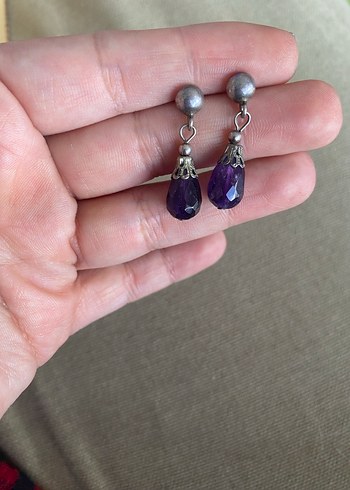 925 ayar ametist taşlı küpe - Görsel 3