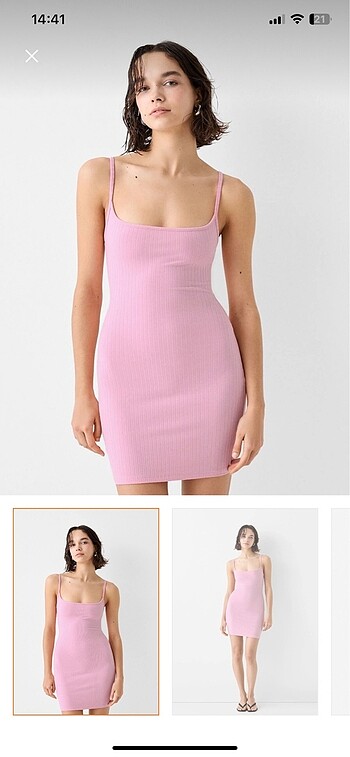 Bershka pembe mini elbise