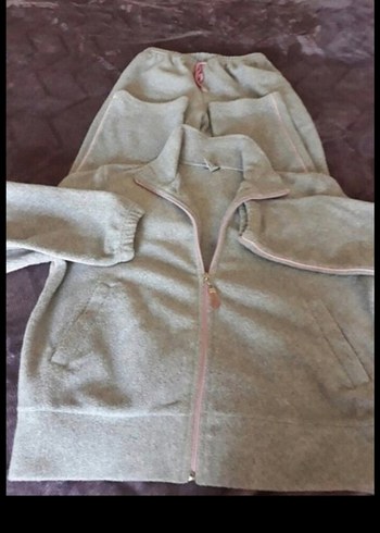 Gri Fermuarlı Sweatshirt ve Eşofman Takımı - Görsel 6