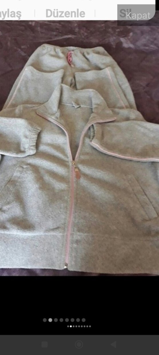 Gri Fermuarlı Sweatshirt ve Eşofman Takımı - Görsel 2