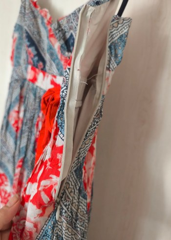 Çok Renkli Bohem Kemerli Mini Elbise - Görsel 5